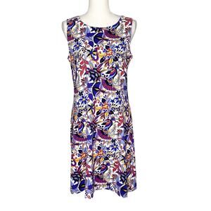 Jude Connally Beth Multicolor Hummingbird Print Shift Dress Medium